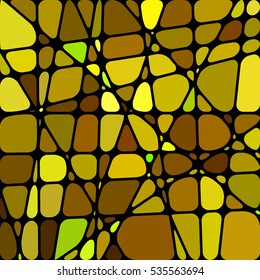 abstract vector stained-glass mosaic background - yellow and brown