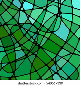 abstract vector stained-glass mosaic background - green and blue