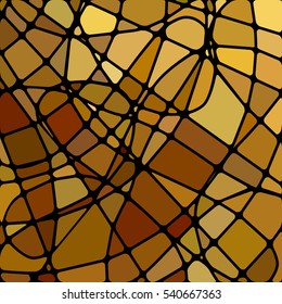 abstract vector stained-glass mosaic background - yellow and brown
