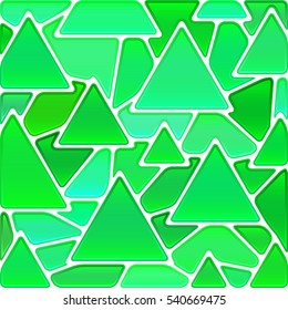 abstract vector stained-glass mosaic background - green triangles