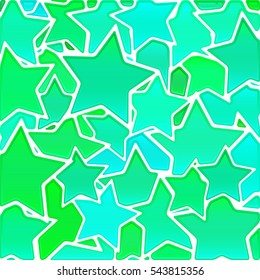 abstract vector stained-glass mosaic background - green and blue stars