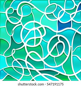 abstract vector stained-glass mosaic background - green and blue