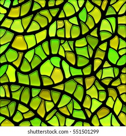 abstract vector stained-glass mosaic background - green and yellow