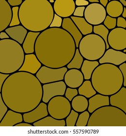 abstract vector stained-glass mosaic background - yellow circles