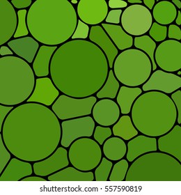 abstract vector stained-glass mosaic background - green circles