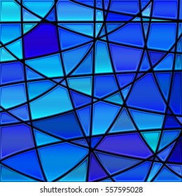 abstract vector stained-glass mosaic background - bright blue