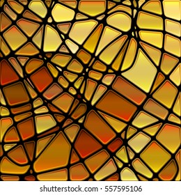 abstract vector stained-glass mosaic background - yellow and brown