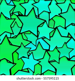 abstract vector stained-glass mosaic background - green and blue stars