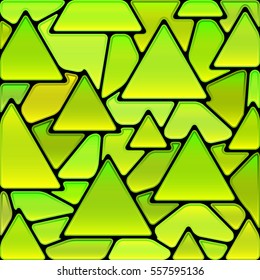 abstract vector stained-glass mosaic background - yellow and green triangles