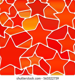 abstract vector stained-glass mosaic background - orange stars