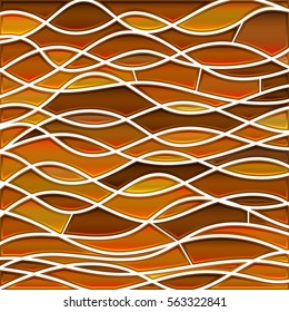 abstract vector stained-glass mosaic background - orange waves