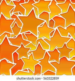 abstract vector stained-glass mosaic background - orange stars