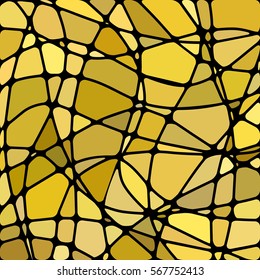 abstract vector stained-glass mosaic background - yellow and brown