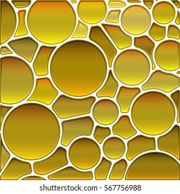 abstract vector stained-glass mosaic background - golden circles