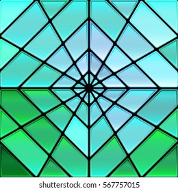 abstract vector stained-glass mosaic background - green and blue rhombus