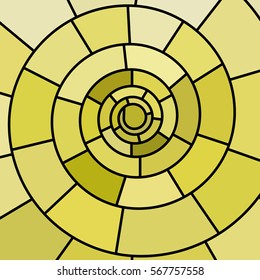 abstract vector stained-glass mosaic background - yellow spiral