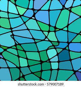 abstract vector stained-glass mosaic background - blue and green