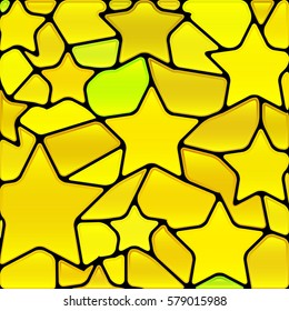abstract vector stained-glass mosaic background - yellow stars