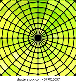 abstract vector stained-glass mosaic background - green and yellow