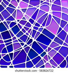 abstract vector stained-glass mosaic background - blue and violet