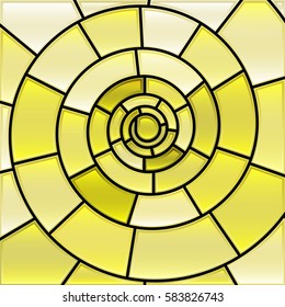 abstract vector stained-glass mosaic background - light yellow spiral