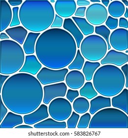 abstract vector stained-glass mosaic background - blue circles