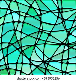 abstract vector stained-glass mosaic background - blue and teal