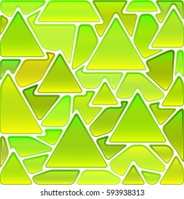 abstract vector stained-glass mosaic background - green and yellow triangles