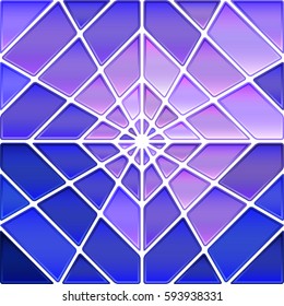 abstract vector stained-glass mosaic background - blue and violet rhombus