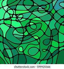 abstract vector stained-glass mosaic background - teal and green