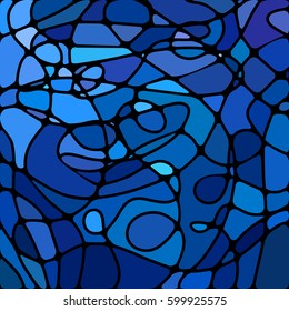 abstract vector stained-glass mosaic background - bright blue