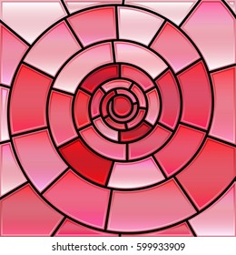 abstract vector stained-glass mosaic background - red spiral