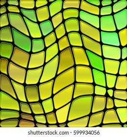abstract vector stained-glass mosaic background - green and yellow