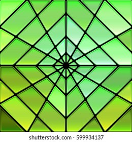 abstract vector stained-glass mosaic background - green and yellow rhombus