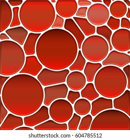 abstract vector stained-glass mosaic background - red circles
