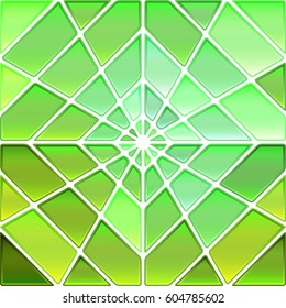 abstract vector stained-glass mosaic background - green and yellow rhombus