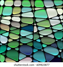 abstract vector stained-glass mosaic background - green and blue