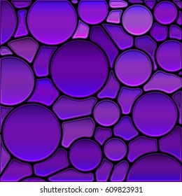 abstract vector stained-glass mosaic background - violet circles