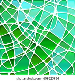 abstract vector stained-glass mosaic background - green and blue