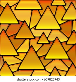 abstract vector stained-glass mosaic background - yellow and orange triangles