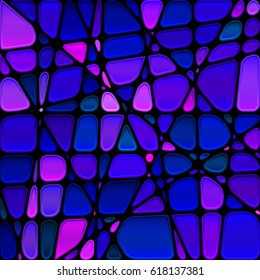 abstract vector stained-glass mosaic background - blue and violet