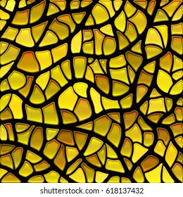 abstract vector stained-glass mosaic background - yellow and brown