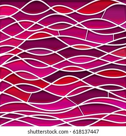 abstract vector stained-glass mosaic background - purple waves