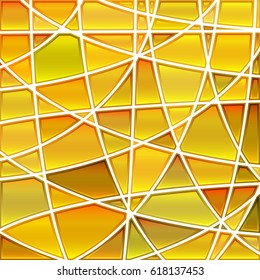 abstract vector stained-glass mosaic background - golden yellow