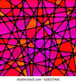 abstract vector stained-glass mosaic background - purple and red