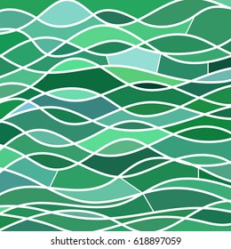 abstract vector stained-glass mosaic background - teal waves