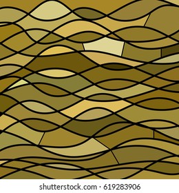 abstract vector stained-glass mosaic background - brown waves