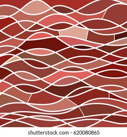 abstract vector stained-glass mosaic background - red waves