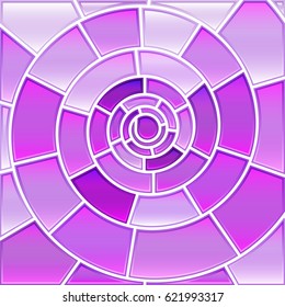 abstract vector stained-glass mosaic background - violet spiral