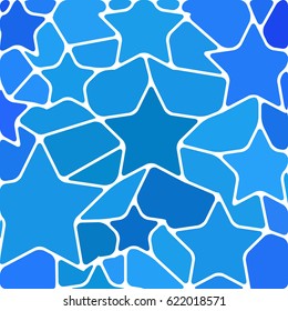 abstract vector stained-glass mosaic background - blue stars